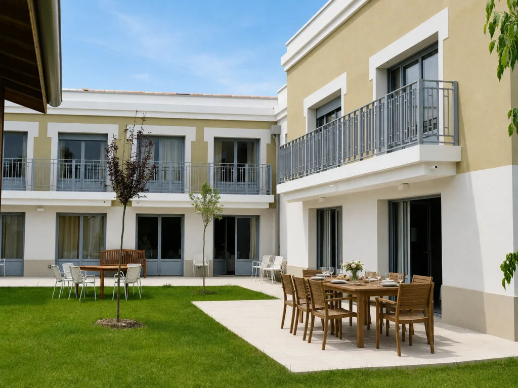 Résidence Senior à Bordeaux : Le Bouscat Domani avec logements adaptés et espaces extérieurs.