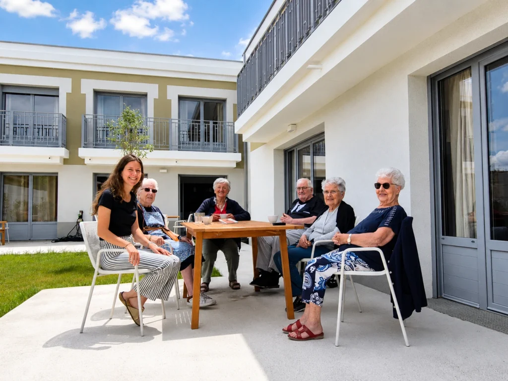 Moment de détente entre habitants à la Résidence Senior Le Bouscat Domani